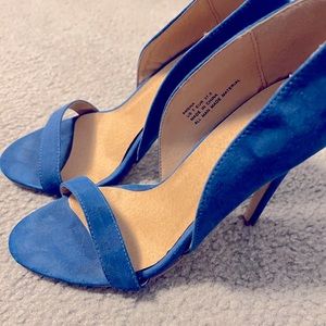 Blue heeled sandals size 7.5